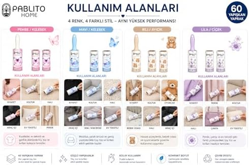 Kullan At Tüy Toplayıcı Rulo Seti, 1 Ana Rulo + 2 Yedek Rulo, Giysi Koltuk ve Kumaş Temizleyici (Lila) - Görsel 3