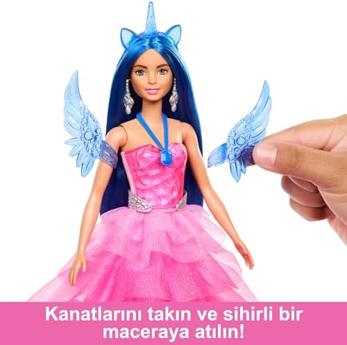 , 65. yıla özel, mavi saçlı, pembe elbiseli bebek ile safir kanatlar gibi aksesuarlar, HRR16 - Görsel 3