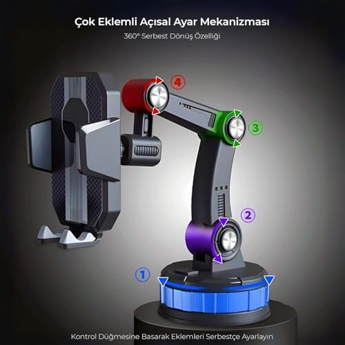 Alternative view of 360° Dönebilen Vakumlu Torpido ve Cam için Araç Içi Telefon Tutucu