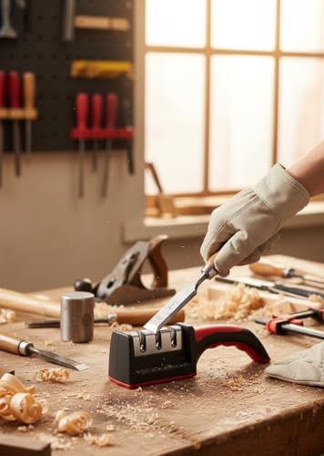 Mutfak Bıçakları için Bıçak Bileyiciler - Paslanmaz Çelik 4'ü 1 Arada Mutfak Bıçağı Bileyici - 4 Aşamalı Bileme Yuvalarına Sahip Ergonomik ve Kullanımı Kolay Bıçak Bileme Kiti