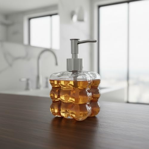 Alternative view of Beyaz Bubble Design Cam Sıvı Sabunluk - 450 ml Kabartmalı Şık Banyo ve Mutfak Sabunluğu (7x12 cm) (5066 - ŞEFFAF)