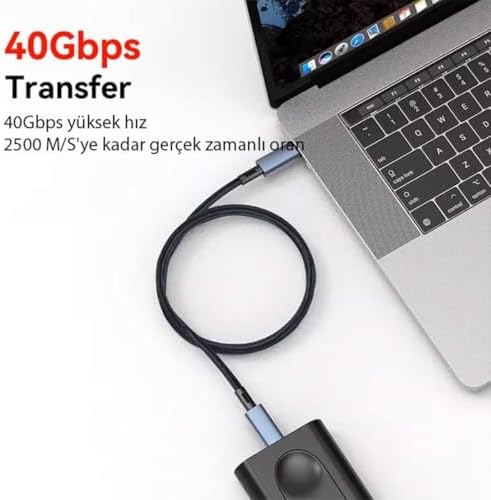 40Gbps 240W 4.0 Thunderbolt Type-C to Type-C Şarj, Data ve 8K 60Hz Görüntü Aktarım Kablosu Tip C 50cm ZR848 - Görsel 3