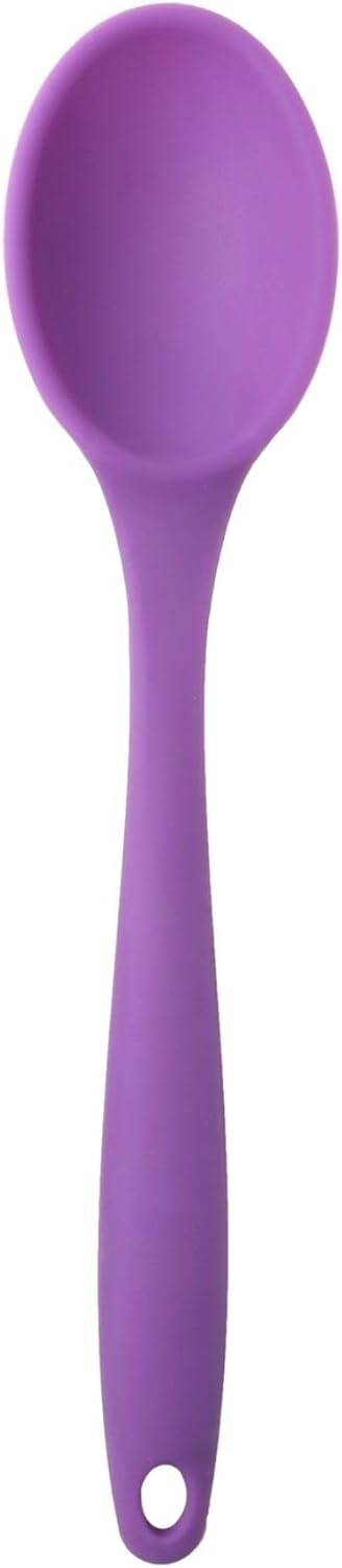 Silikon Servis ve Yemek Hazırlama Kaşığı, Yumuşak Uç, Komple Silikon, 27 cm, Mor Kaşık, Yanmaz Yapışmaz, Tencere Çizmez, 1 Adet - Görsel 3