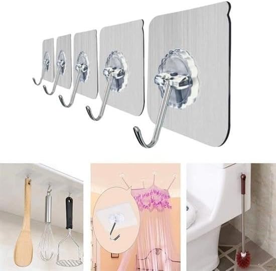 Süper Güçlü Yapışkanlı Suya Dayanıklı Şeffaf Askı 5li (5 Adet) Set Yeniden Kullanılabilir Yapışkanlı Kancalar