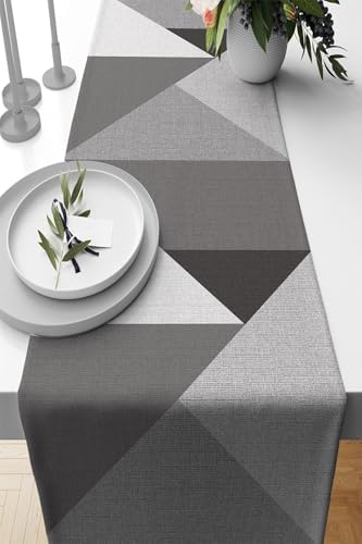 40X140Cm Masa Örtüsü Leke Tutmaz Premium Tay Tüyü Dokuma Kumaş Runner Geometrik Rnr392