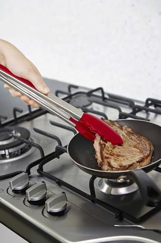 Çelik Silikon Maşa 33 cm Kırmızı Mutfak Biftek Barbekü Salata Ekmek Maşası mt145 - Görsel 3