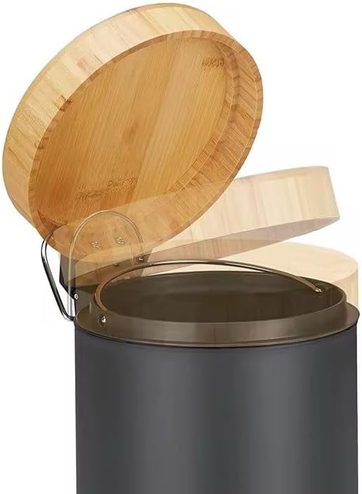 Alternative view of Bambu Kapaklı Metal Çöp Kovası – Hidrolik Sistemli Yavaş Kapanma Özellikli, Pedallı, Banyo ve Mutfak İçin Şık ve Fonksiyonel Tasarım (Siyah, 3 Litre)