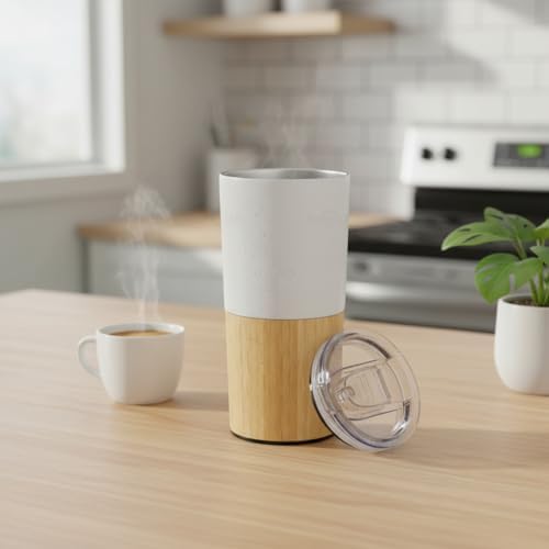 Alternative view of 600 ml Bambu Tabanlı Çelik Termos Mug - 5 Farklı Renk Seçenekli Sıcak ve Soğuk Tutucu Seyahat Bardağı (BEYAZ)