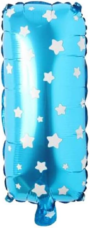 I Harfi 16 İnç Mavi Yıldızlı Renk Folyo Balon 36 CM (Mavi)