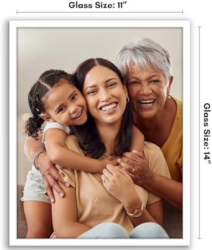 11x14 Beyaz Resim Çerçevesi - Kırılmaya Dayanıklı Camlı İnce Kenarlıklı Fotoğraf Çerçevesi - Yatay veya Dikey Görüntü Formatı için Asma Donanımlı Duvar Resim Çerçevesi