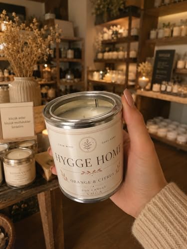 VMGA Hygge Home Portakal & Narenciye Aromalı Soya Mum 220gr | Cozy Ev Dekorasyonu İçin Dekoratif Metal Kavanoz Mum | Rahatlatıcı İskandinav Hygge Atmosferi - Görsel 3
