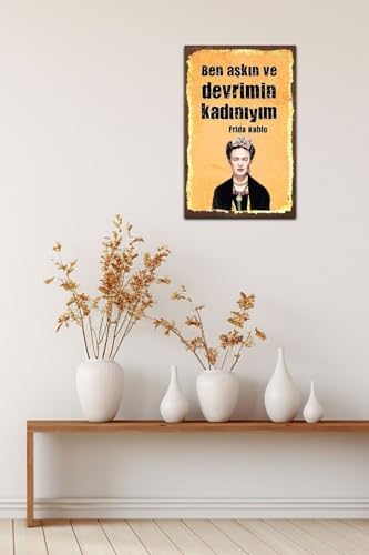 Alternative view of Ben Aşkın Ve Devrimin Kadınıyım Retro Vintage Ahşap Mdf Tablo