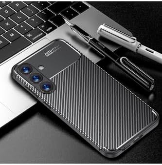 -  ile uyumlu Galaxy S25 FE Kılıf Kamera Korumalı Karbon Desenli Koruyucu Silikon + Ekran Cam Set