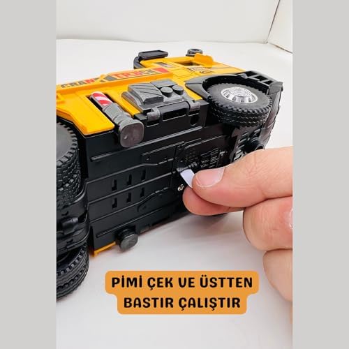 /Oyuncak İş Makinesi Sesli Işıklı Çek Bırak Vinç, Kule Vinç ve Kepçe 30 Cm Aksesuarlı Kapıları Açılan (Kule Vinç) - Görsel 3