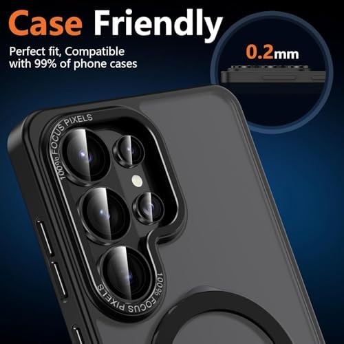 Galaxy S26 Ultra için Kolay Kurulum Aparatlı Kamera Lens Koruyucu 9H Temperli Cam HD Görüntü Darbelere Karşı S26 Ultra Koruyucu Alüminyum Alaşım Çerçeve S26 Ultra Kamera Koruma (Siyah) - Görsel 2