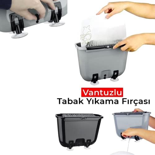 Hazneli Tabak Yıkama Fırçası Easyso5714 Temizlik Aparatlı Tahliye Vanası Renkli Vantuzlu - Görsel 3