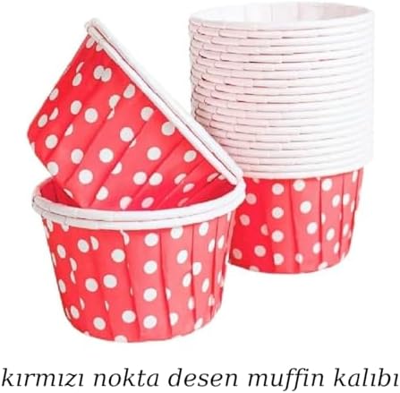 50’li Renkli Muffin ve Cupcake Kağıdı – Noktalı Kek Kalıbı, Tek Kullanımlık Fırın Kağıdı, Isıya Dayanıklı Pişirme Kabı (Karışık Renkler)