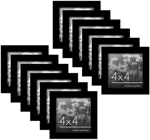4x4 Picture Frame with Polished Plexiglass - Set of 12 - Signature Collection - Picture  with Engineered Wood - Square Frame for Tabletop and Wall Display - Black