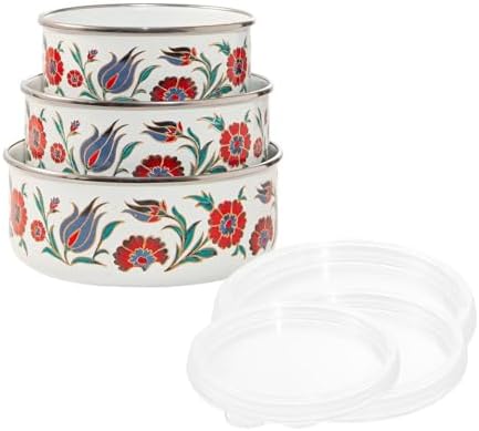 Serenk 14-16-18 Cm Emaye Üçlü Saklama Kabı Seti