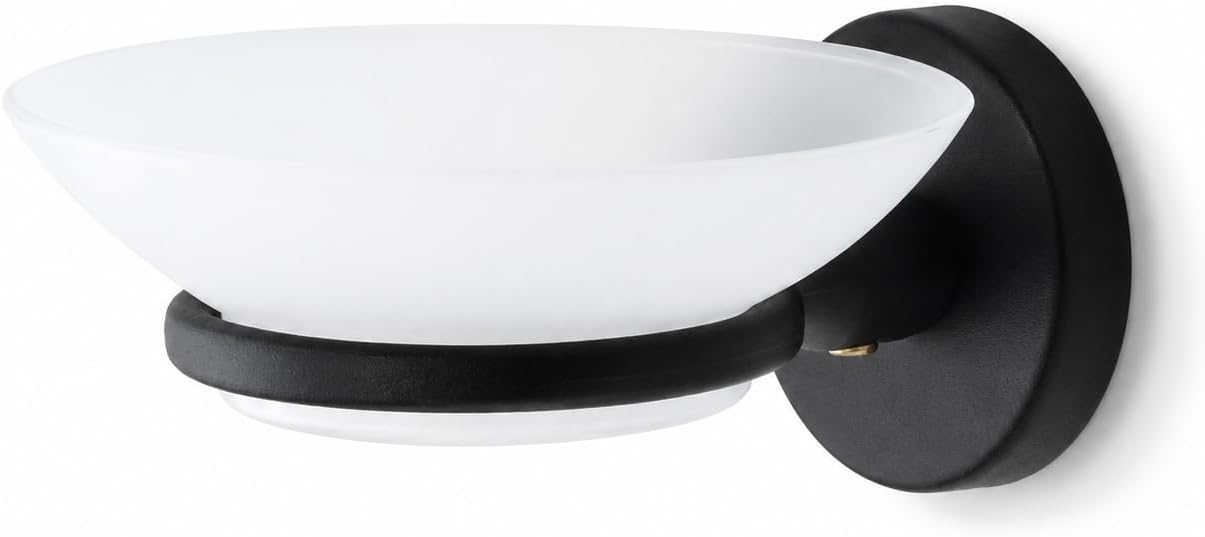 Sabunluk Siyah, Duvar Tipi, Metal, Yapışkanlı ve Vidalı Montaj, 35 mm Oval Bantlı Banyo Aksesuarı - Görsel 3