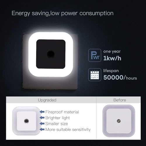 Aputue LED Gece Lambası, duvara takılan gece lambası, alacakaranlık sensörlü, 0.5w enerji tasarruflu, koridor, merdiven, mutfak, banyo ve yatak odaları için ideal (6'lı paket)