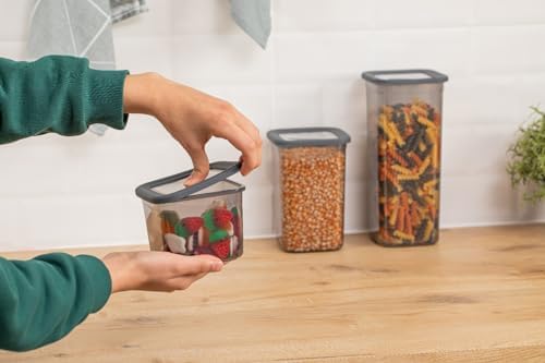 Alternative view of 3'lü Set Sızdırmaz Kapaklı Kare Erzak Saklama Kabı 650Ml - 1300Ml - 1900Ml Antrasit