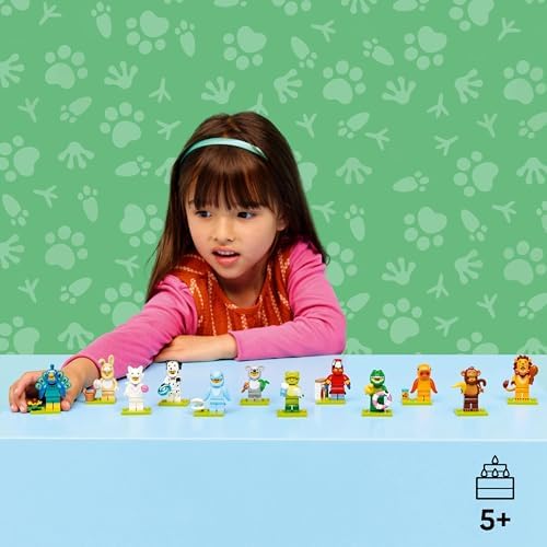 Minifigures Hayvanlar Seri 28 71051 – 5 Yaş ve Üzeri Çocuklar için Papağan, Aslan ve Sevimli Tavşan Dahil 12 Sürpriz Minifigürden 1'ini İçeren Yaratıcı Oyuncak Yapım Seti, Hediye Fikri (7 Parça)