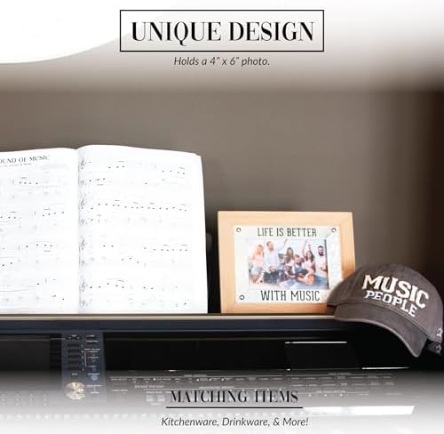 Pavilion Gift Company 67724 Life is Better Music People 4 x 6 MDF Şövale Arka Duvara Asılan Resim Çerçevesi, Kahverengi - Görsel 3