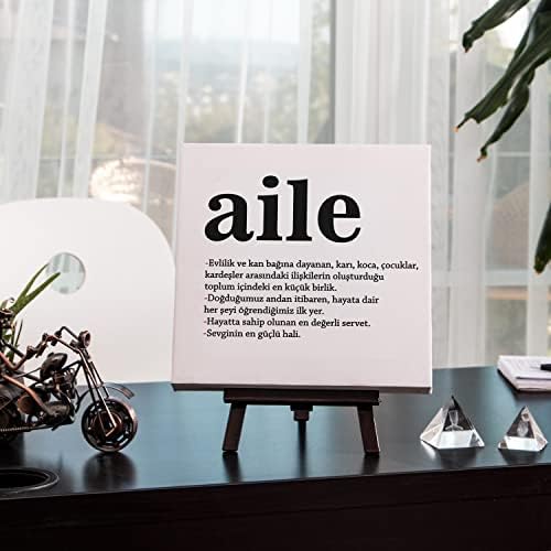Aile Kelime Anlamlı Kanvas Tablo 25 x 25 cm