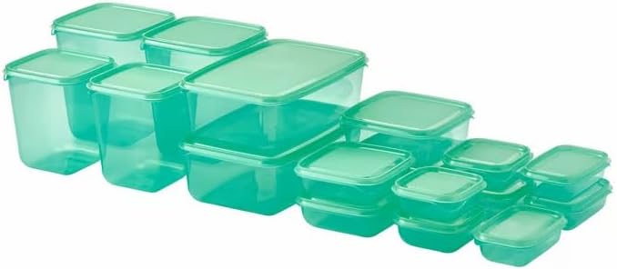 Pruta saklama kabı Set, gıda maddeleri için, şeffaf, mikrodalga fırına uygun, yeşil, 17 kutu
