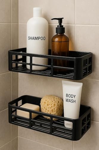Alternative view of 2 Adet Yapışkanlı Banyo Organizer Duş Rafı – Delmeden Montaj, Su Geçirmez Banyo ve Mutfak Duvar Organizeri,Suya Dayanıklı Pratik Saklama Rafı 12x27x6.5 Cm
