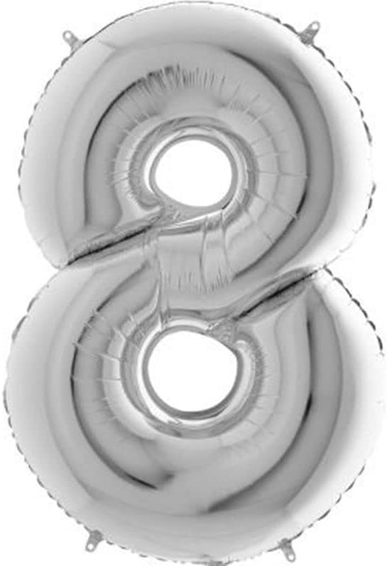 8 Rakamlı 16 İnç Gümüş Renk Folyo Balon 36 CM (Gümüş)