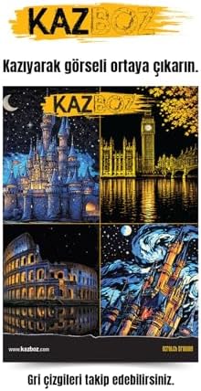 Alternative view of Kazboz Kazıma Sanatı Seti, Kale ve Tarihi Yapılar Temalı, 20x28.5 cm, 4 Farklı Tasarım