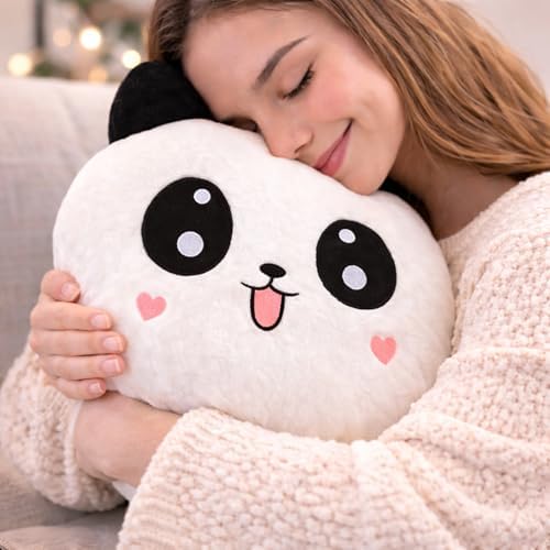 Alternative view of Panda Temalı Dekoratif Tasarıma Sahip Hediye Seti – Peluş Panda Yastık + Buhar Makinesi Nemlendirici + Melek Figürlü Kar Küresi | Dekoratif Hediye Seti