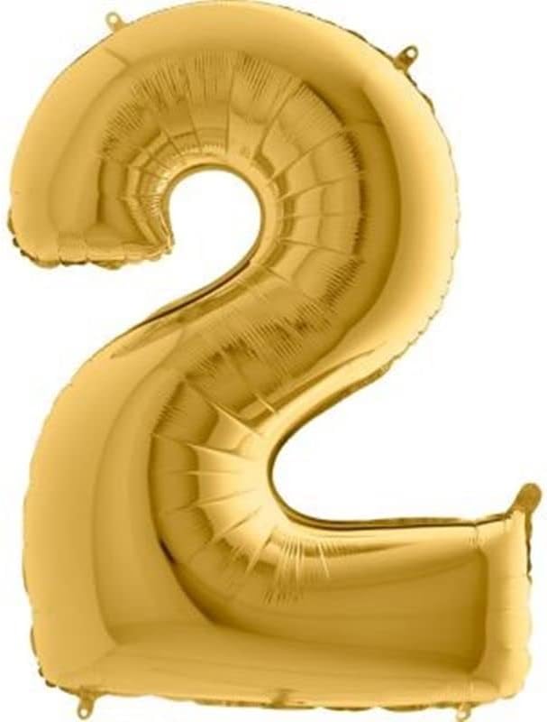 2 Rakamlı 16 İnç Gold Renk Folyo Balon 36 CM (Altın)