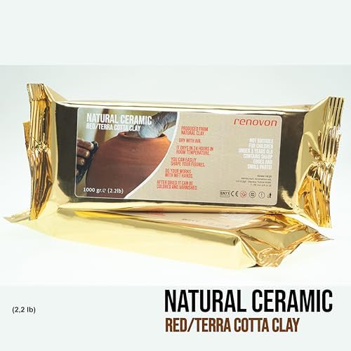 Seramik KİL Hamuru,Kırmızı/TerraCotta 1000 gr(1 KG) Fırınlamaya Gerek Olmayan Güzel Sanatlar Figür heykel Modelleme Oyun ve Montessori sınıfları için toksik olmayan doğal Kil