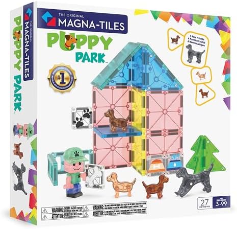 Magna Tiles® Puppy Park 27 Parça Mıknatıslı Yapı Seti, Orijinal Manyetik Yapı Markası