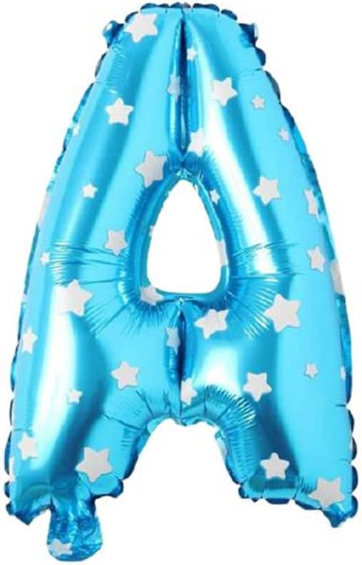 A Harfi 16 İnç Mavi Yıldızlı Renk Folyo Balon 36 CM (Mavi)