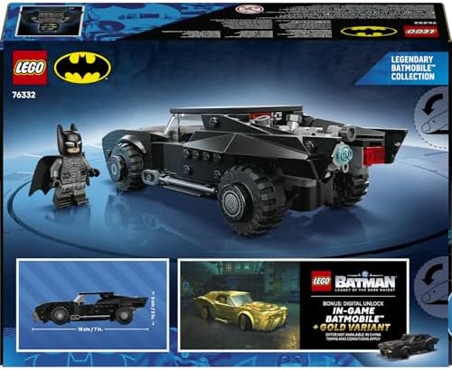 DC Batman: Batman Batmobile 76332 – 9 Yaş ve Üzeri Çocuklar için Kumaş Pelerinli bir Süper Kahraman Minifigürü ve Hatıra Altın Para İçeren Yaratıcı Oyuncak Yapım Seti, Hediye Fikri (330 Parça)