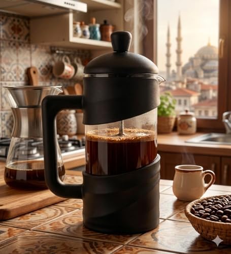 Alternative view of Kanji 350 ml Cam French Press – Isıya Dayanıklı Cam, Paslanmaz Çelik Filtreli, Siyah Renkli Kahve ve Bitki Çayı Demliği