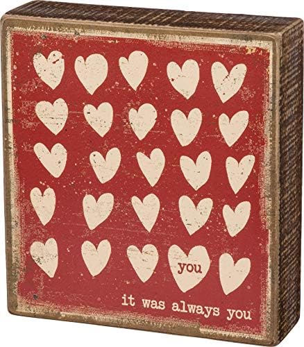 Alternative view of 34732 Rustik Esinlenmiş Ahşap Kutu Tabelası, 15 x 15 cm, It was Always You
