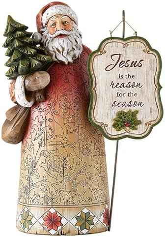 Alternative view of Neşeli İsa Sezonun Nedeni Noel Baba Heykelcikler, Tam Renkli Noel Haberleri Dini Heykel Masa Üstü Dekorasyon, 30 cm