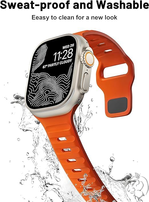 Apple Watch  Yumuşak Silikon Su Geçirmez Watch Band, Apple Watch Ultra Kordonları ile uyumlu 49/45/44/42 mm, iWatch Serisi 8 7 6 5 4 3 2 1 SE Ultra için Erkek Kadın Spor Kordonu
