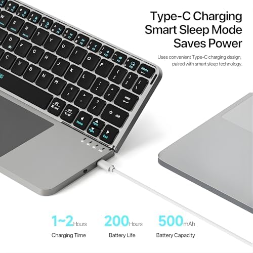 Alternative view of Katlanabilir Türkçe Q Kablosuz Klavye, Tablet Telefon Standlı, Geniş Touchpad, Çoklu Cihaz Bağlantı, Scissor Tuş, 500mAh, Tablet Telefon Laptop Uyumlu Klavye, Siyah (iBOX11)