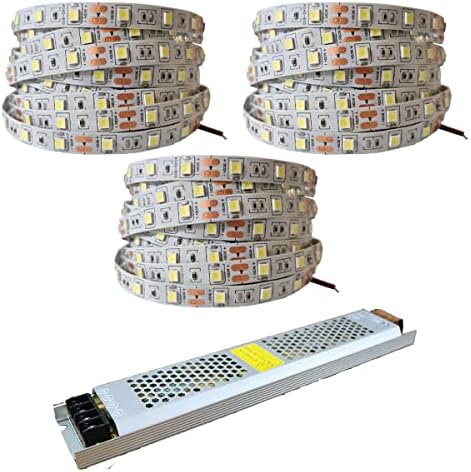 15 Metre Şerit LED Beyaz Renk + 12v 16.5 Amper 200 Watt LED Trafo - 3 Dirençli Double Pcb - Oturma Odası, Yatak Odası ve Mutfak için Gizli Aydınlatma