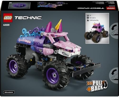 Jam Sparkle Smash Çek–Bırak 42220 – 7 Yaş ve Üzeri Çocuklar için Işıltılı Yıldızlar ve At Boynuzu gibi Detaylar İçeren Canavar Kamyon Oyuncak Yapım Seti, Hediye Fikri (243 Parça)
