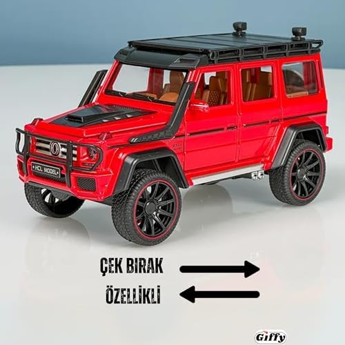 Alternative view of Mercedes G Seri Arazi Aracı Die Cast Model Kutulu Buhar Atan Çek Bırak Full Fonksiyon Kapıları Açılan 1:22 Ölçek Model Araba Kutulu Koleksiyonluk Ürün (Kırmızı)