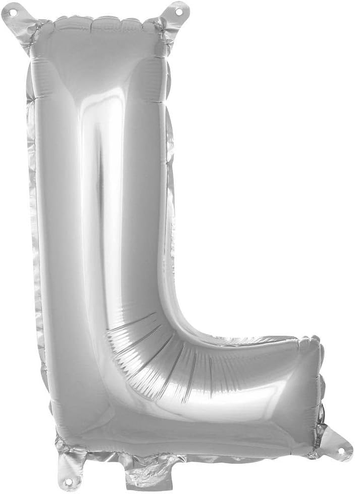 L Harfi 16 İnç Gümüş Renk Folyo Balon 36 CM (Gümüş)