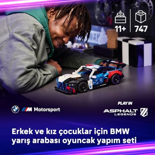 BMW M4 GT3 EVO Yarış Arabası 42226-11 Yaş ve Üzeri Çocuklar için Direksiyon, 6 Silindirli Motor ve Açılır Kapılar İçeren Yaratıcı Oyuncak Yapım Seti, Çocuklara Hediye Fikri (747 Parça)