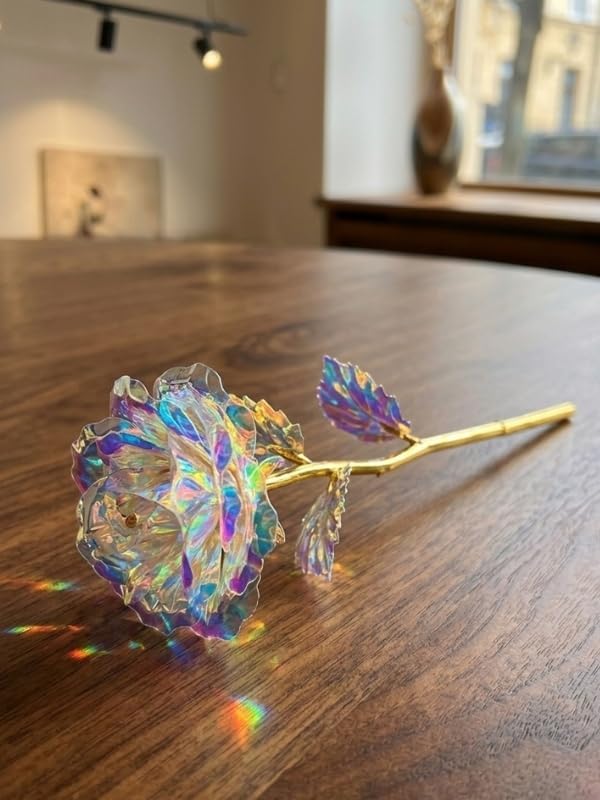 Dekoratif Galaksi Gül, Işıltılı Holografik Yapay Gül, Altın Renk Gövdeli Renk Değiştiren Tasarım Gül, Sevgililer Günü, Yıldönümü ve Doğum Günü İçin Romantik Hediyelik - Görsel 3